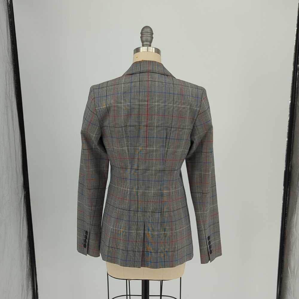 Lewit Wool Plaid One Button Blazer Gray Size 0 Pr… - image 3